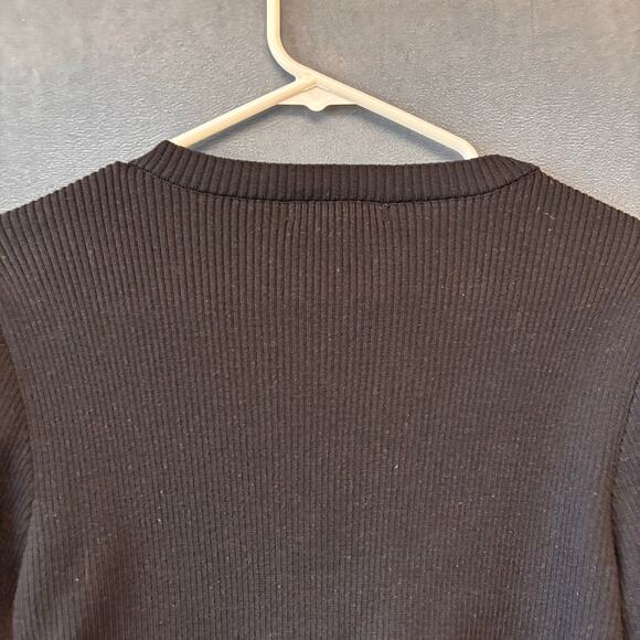 Forever 21 Ribbed Crop Top Sweater Cardigan Button Womens Large Preppy Y2K Comfy - Picture 9 of 9